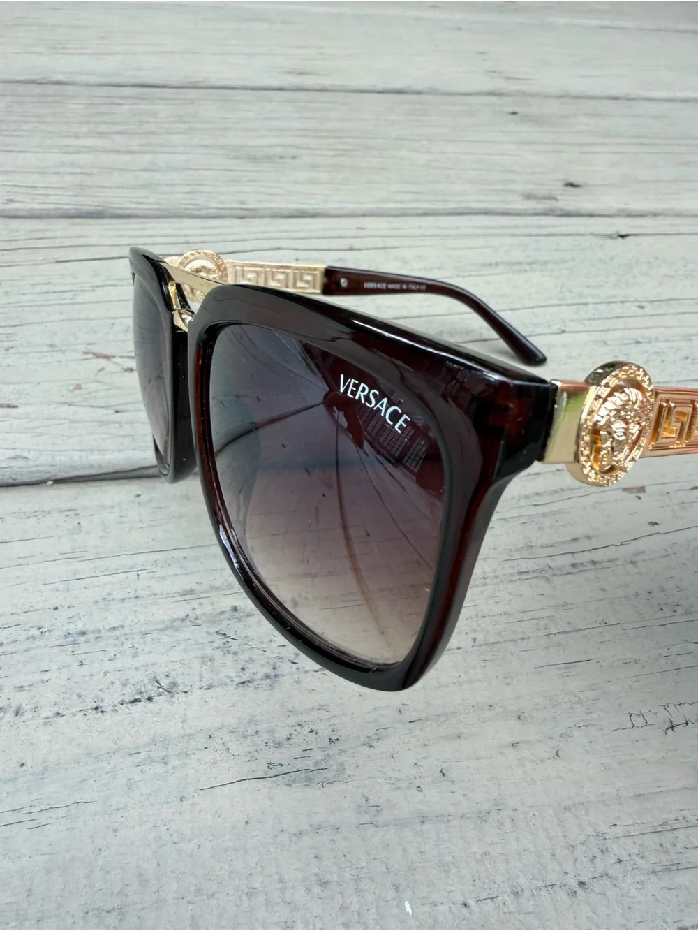 Versace Medusa Black and Gold Sunglasses